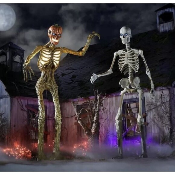12ft Rotten Patch Giant-Sized Inferno Pumpkin Skeleton w/ LifeEyes LCD Halloween - Picture 8 of 8